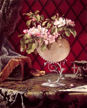 Martin Johnson Heade : Still Life with Apple Blossoms in a Nautilus Shell